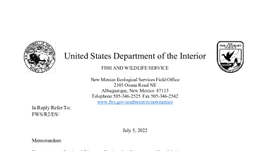 Conference Opinion Memorandum for Amendments to the Lesser Prairie Chicken and Dunes Sagebrush Lizard CCA and CCAA