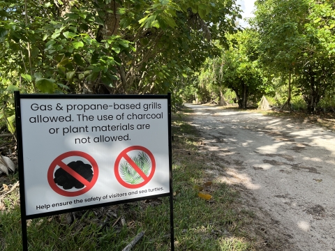 New barbeque regulation sign at Guam NWR