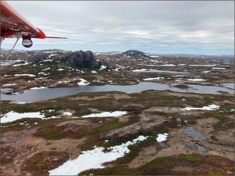 plane aerial view of Barrenlands of central Newfoundland